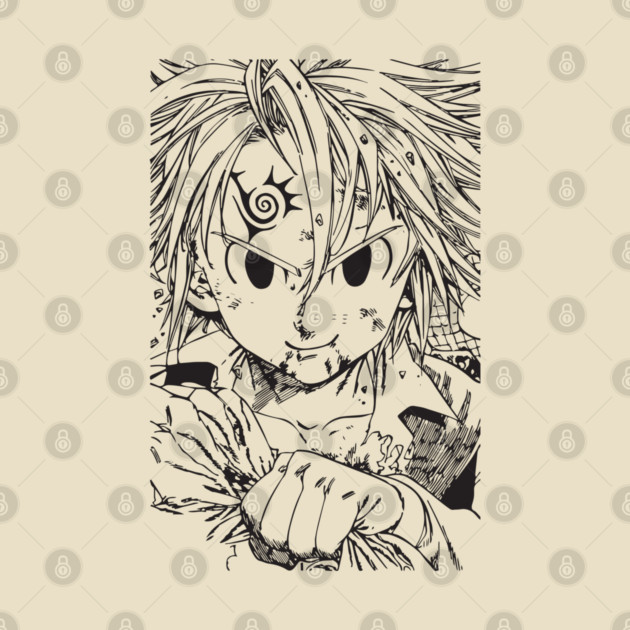 Meliodas - Nanatsu no Taizai Black and White Art by Otaku Vibes
