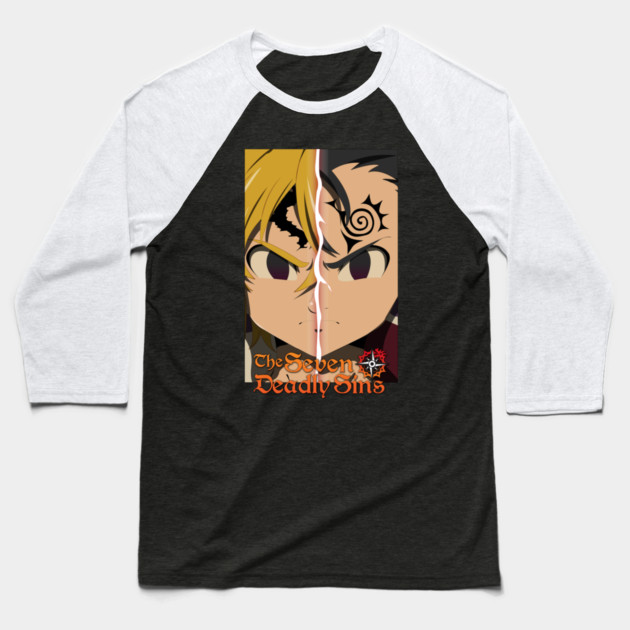 Meliodas vs Zeldris - Nanatsu no Taizai Baseball T-Shirt by Otaku Vibes