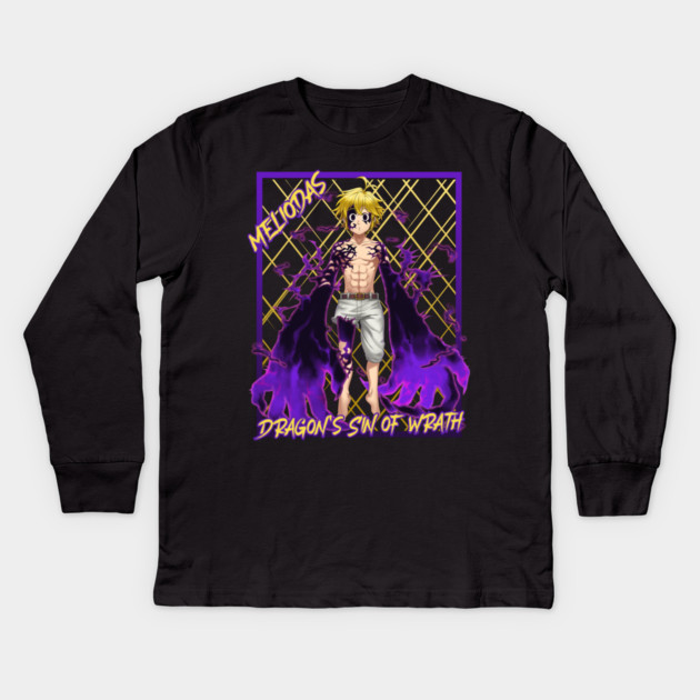 Seven Deadly Sins Meliodas Dark Flame Kids Long Sleeve T-Shirt by Otaku Vibes