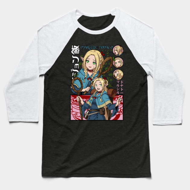 Delicious in Dungeon Marcille’s Magic Bite Baseball T-Shirt by Otaku Vibes