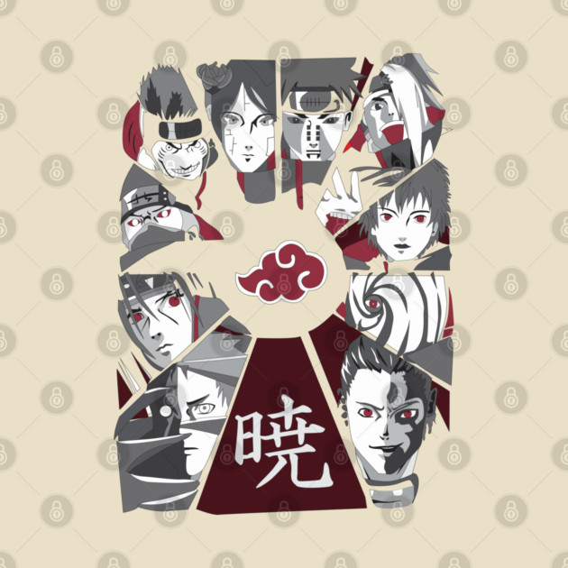 Akatsuki Full Group Black and White - Naruto by Otaku Vibes