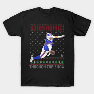 Josh Allen Dashing Through The Snow Buffalo Bills T-Shirt