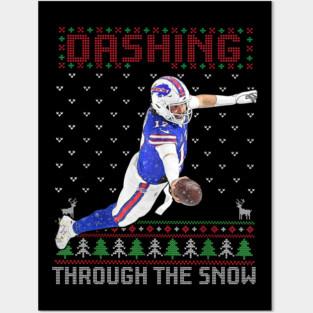 Josh Allen Dashing Through The Snow Buffalo Bills Posters and Art