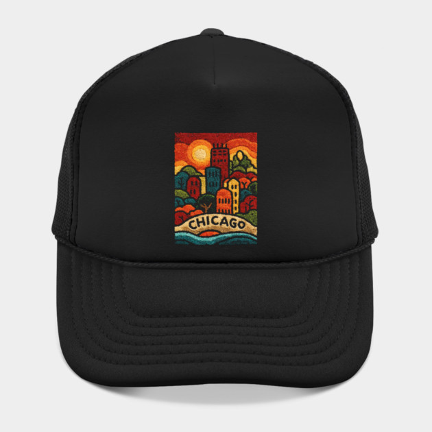 Chicago Neighborhood Folk Art Print | Retro Windy City Brownstones by TuncGK