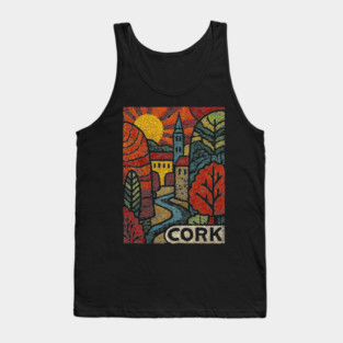 Historic Cork City Linocut Print | Ireland's River Lee & Shandon Bells Tank Top