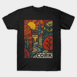 Historic Cork City Linocut Print | Ireland's River Lee & Shandon Bells T-Shirt