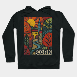 Historic Cork City Linocut Print | Ireland's River Lee & Shandon Bells Hoodie