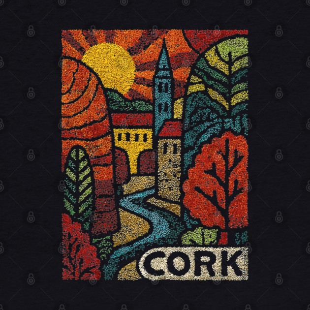 Historic Cork City Linocut Print | Ireland's River Lee & Shandon Bells by TuncGK