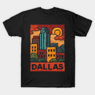 Dallas Texas Linocut Print | Retro Big D Skyline Souvenir T-Shirt