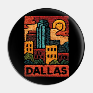 Dallas Texas Linocut Print | Retro Big D Skyline Souvenir Pin