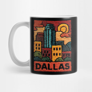 Dallas Texas Linocut Print | Retro Big D Skyline Souvenir Mug