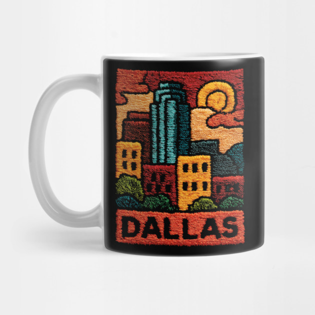 Dallas Texas Linocut Print | Retro Big D Skyline Souvenir by TuncGK