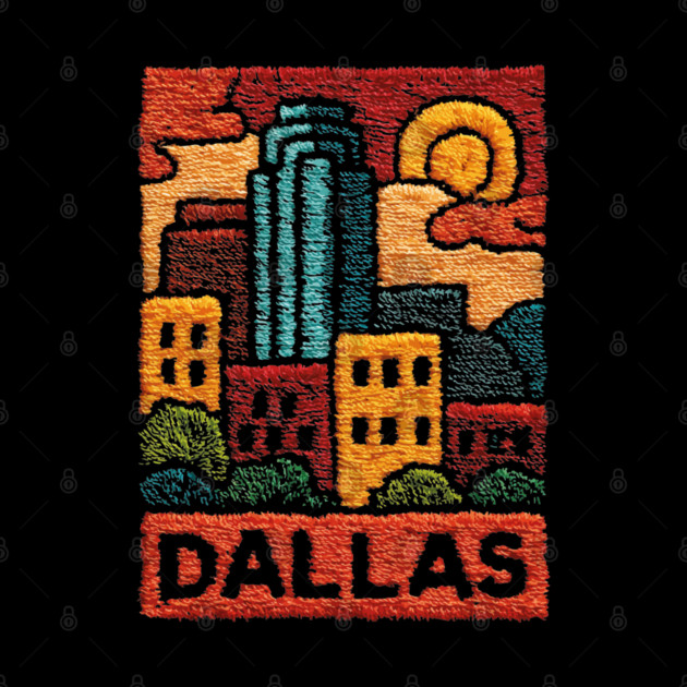 Dallas Texas Linocut Print | Retro Big D Skyline Souvenir by TuncGK