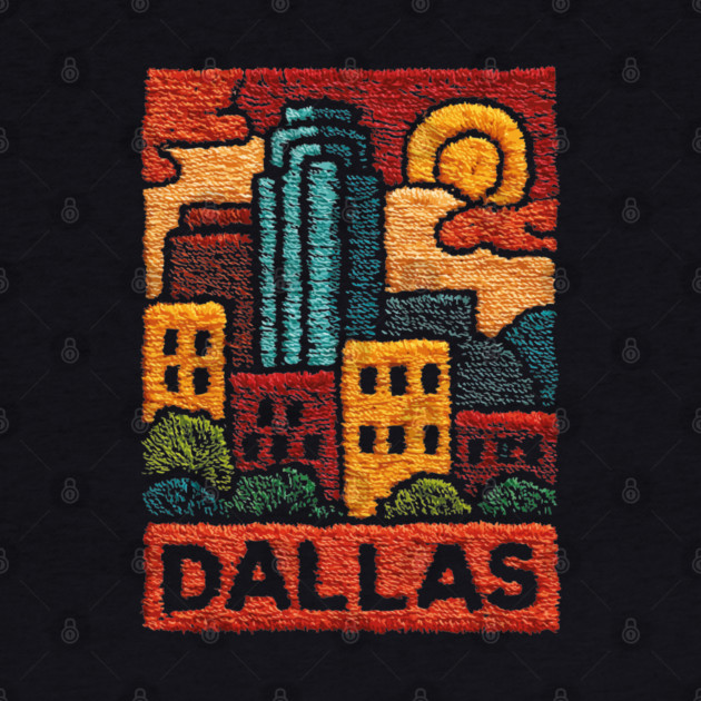 Dallas Texas Linocut Print | Retro Big D Skyline Souvenir by TuncGK