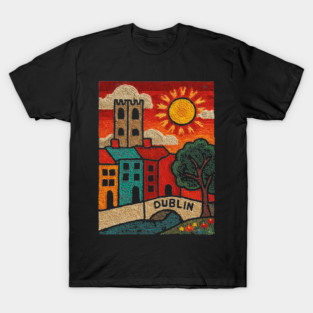 Dublin Ireland Linocut Print | Vintage Temple Bar Cobblestone T-Shirt