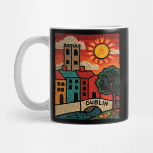 Dublin Ireland Linocut Print | Vintage Temple Bar Cobblestone Mug