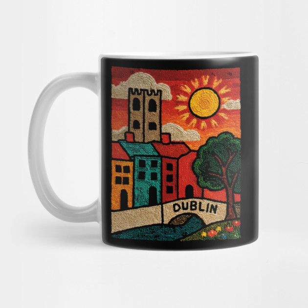 Dublin Ireland Linocut Print | Vintage Temple Bar Cobblestone by TuncGK