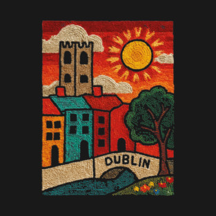 Dublin Ireland Linocut Print | Vintage Temple Bar Cobblestone T-Shirt