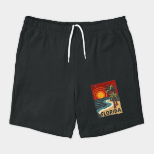 Florida Beach Sunset Linocut Print | Retro Sunshine State Vacation Shorts