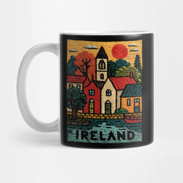 Quaint Irish Village Linocut Print | Emerald Isle Travel Souvenir by TuncGK