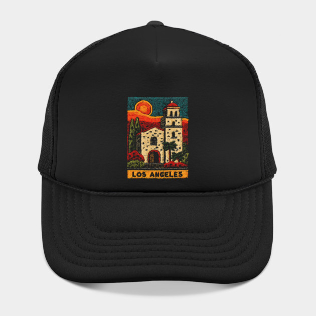 California Mission Linocut Print | Vintage Los Angeles Souvenir by TuncGK