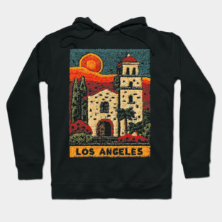 California Mission Linocut Print | Vintage Los Angeles Souvenir Hoodie
