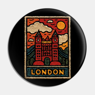 Tower Bridge London Linocut Art | Retro UK Landmark Souvenir Pin