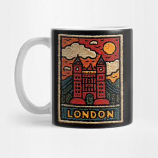 Tower Bridge London Linocut Art | Retro UK Landmark Souvenir Mug