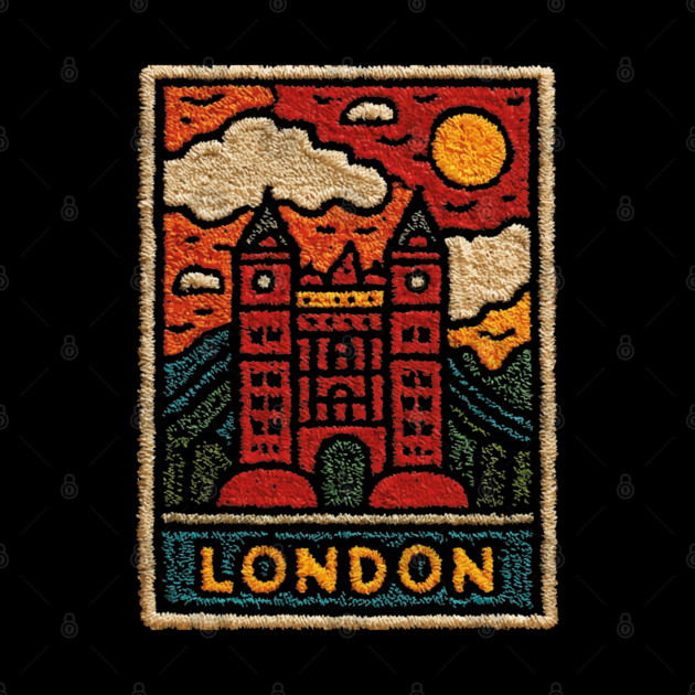 Tower Bridge London Linocut Art | Retro UK Landmark Souvenir by TuncGK