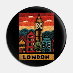 Big Ben London Folk Art Print | Vintage Westminster Souvenir Pin