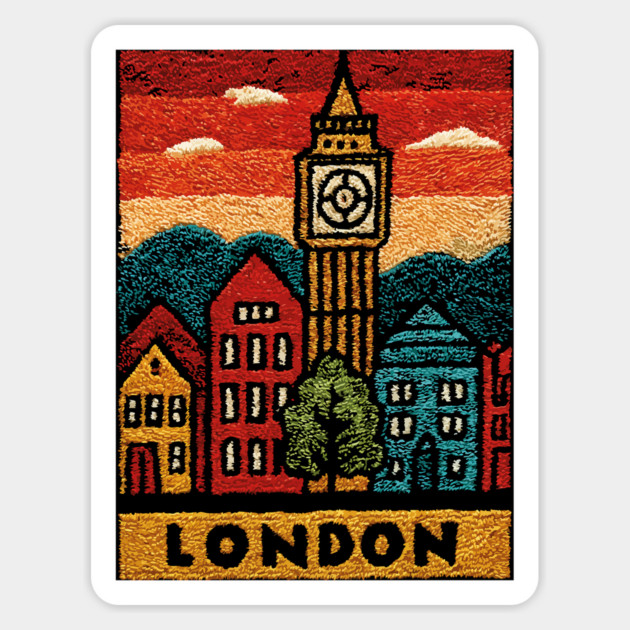Big Ben London Folk Art Print | Vintage Westminster Souvenir Magnet by TuncGK