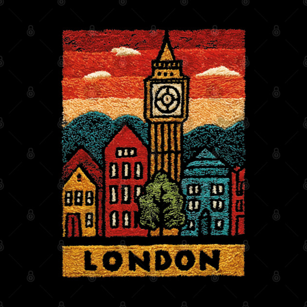 Big Ben London Folk Art Print | Vintage Westminster Souvenir by TuncGK