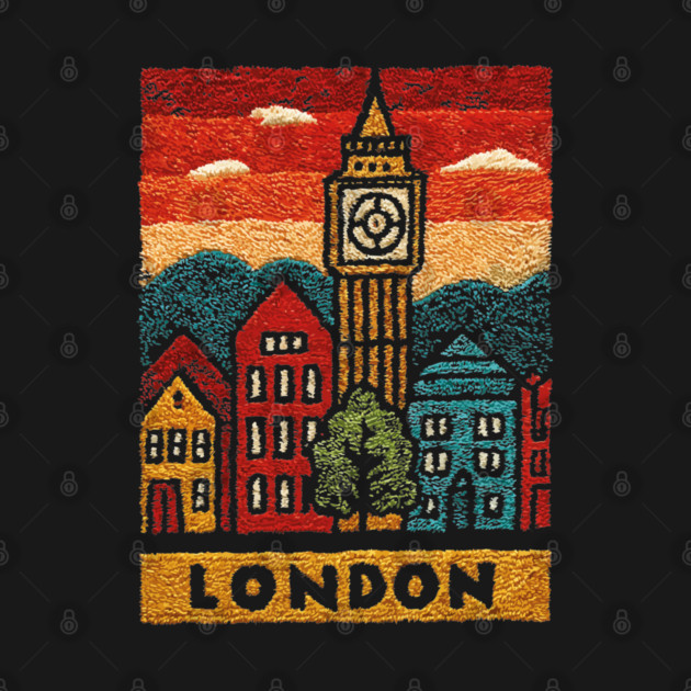 Big Ben London Folk Art Print | Vintage Westminster Souvenir by TuncGK