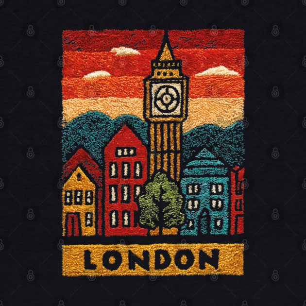 Big Ben London Folk Art Print | Vintage Westminster Souvenir by TuncGK