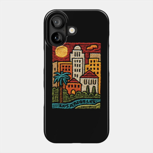 Los Angeles Urban Oasis Print | Retro SoCal Palm Tree Skyline Phone Case by TuncGK