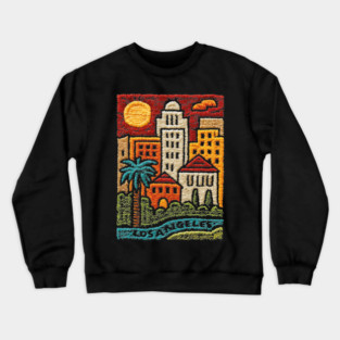 Los Angeles Urban Oasis Print | Retro SoCal Palm Tree Skyline Crewneck Sweatshirt