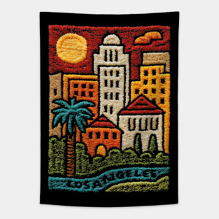 Los Angeles Urban Oasis Print | Retro SoCal Palm Tree Skyline Tapestry