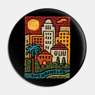 Los Angeles Urban Oasis Print | Retro SoCal Palm Tree Skyline Pin