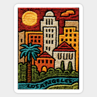Los Angeles Urban Oasis Print | Retro SoCal Palm Tree Skyline Sticker