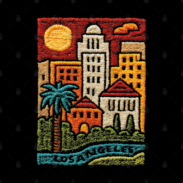 Los Angeles Urban Oasis Print | Retro SoCal Palm Tree Skyline by TuncGK