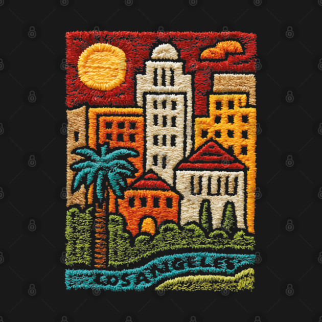 Los Angeles Urban Oasis Print | Retro SoCal Palm Tree Skyline by TuncGK