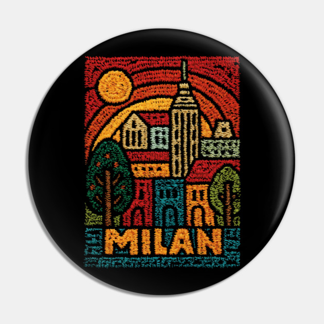 Milan Italy Linocut Poster | Vintage Duomo & Fashion Capital Pin by TuncGK