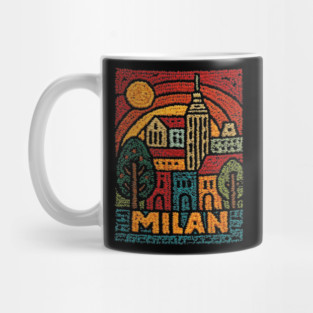 Milan Italy Linocut Poster | Vintage Duomo & Fashion Capital Mug