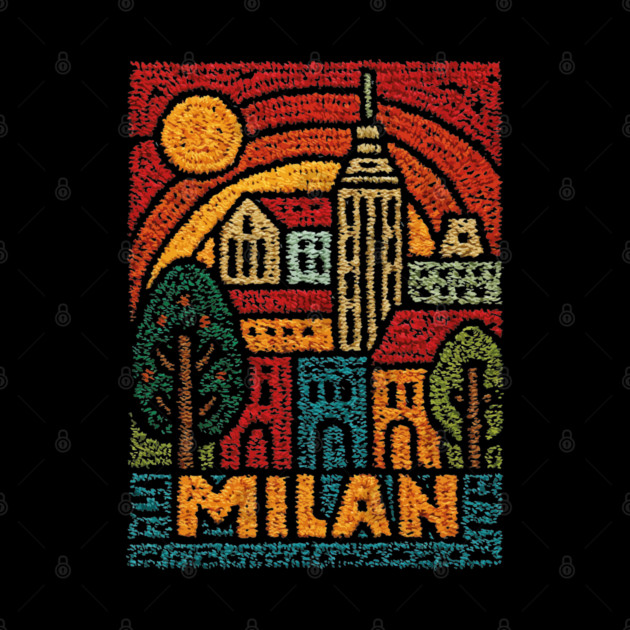 Milan Italy Linocut Poster | Vintage Duomo & Fashion Capital by TuncGK