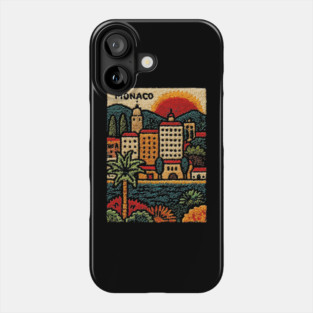 Glamorous Monaco Linocut Print | Retro Monte Carlo Souvenir Phone Case