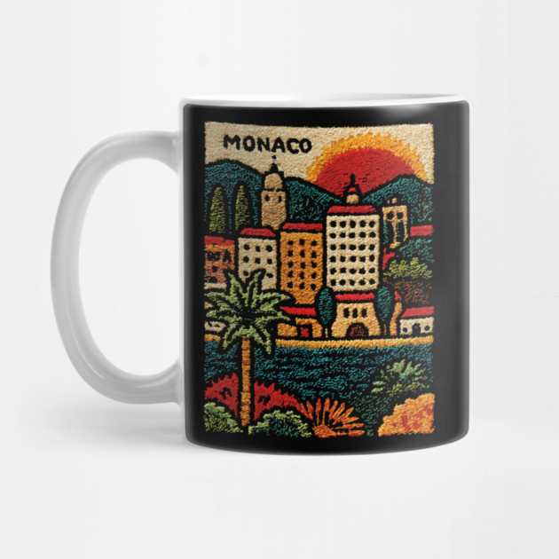 Glamorous Monaco Linocut Print | Retro Monte Carlo Souvenir by TuncGK