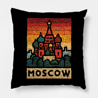 Moscow St. Basil's Cathedral Print | Retro Russian Landmark Pillow
