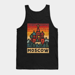 Moscow St. Basil's Cathedral Print | Retro Russian Landmark Tank Top