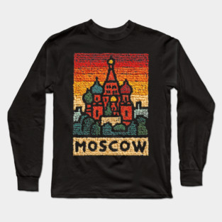Moscow St. Basil's Cathedral Print | Retro Russian Landmark Long Sleeve T-Shirt