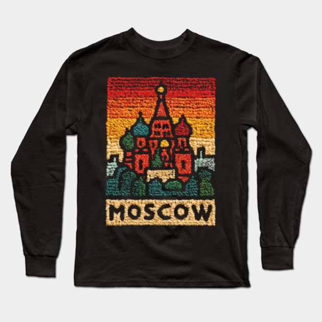 Moscow St. Basil's Cathedral Print | Retro Russian Landmark Long Sleeve T-Shirt by TuncGK